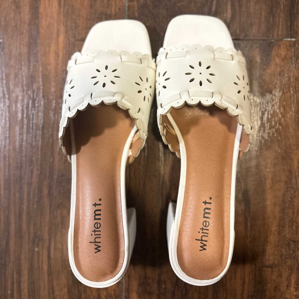 White Mountain Women's Cream Mules with Cutout Design